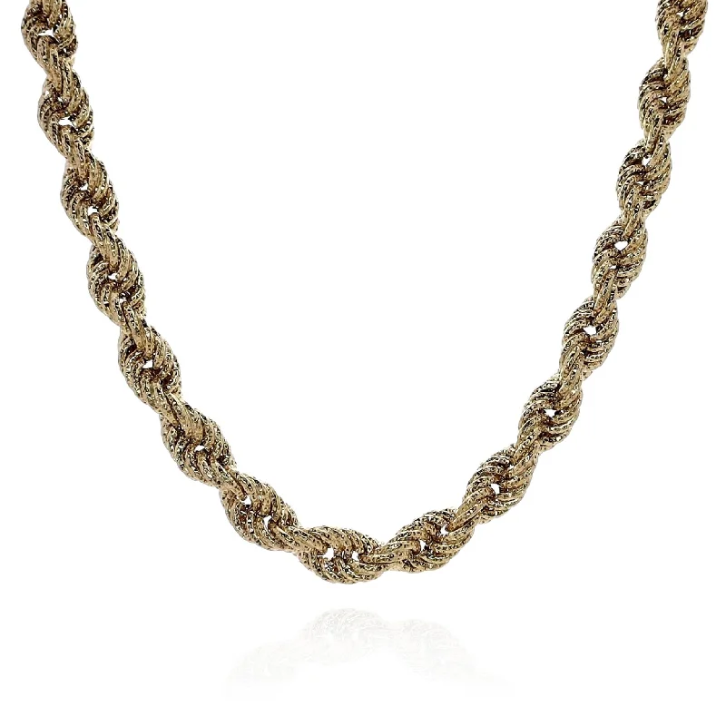 Bead weave necklaces-Estate 14k Yellow Gold 20.5" Textured Rope Chain Necklace