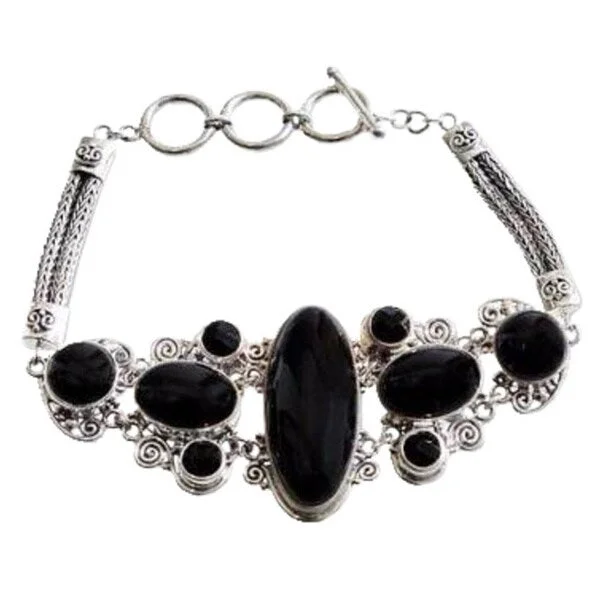 Fine filigree bangles-Sterling Silver 'A Night To Remember' Onyx Bracelet - Black/Silver