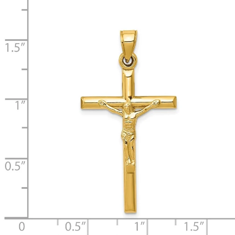 Quartz healing necklaces-Curata 14k Yellow Gold 18" Polished Crucifix Pendant Necklace - 38.8x20mm