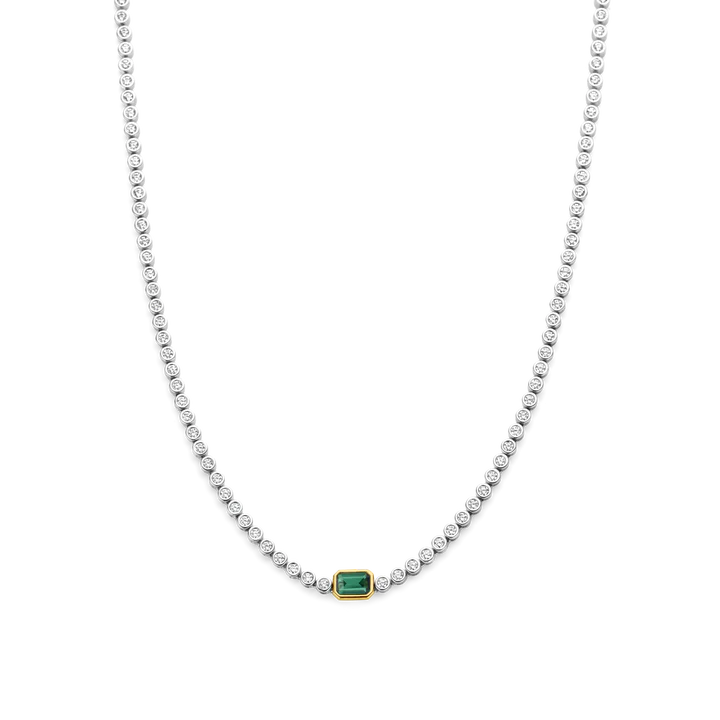 Victorian charm necklaces-Ti Sento Necklace with Emerald Green Cubic Zirconia