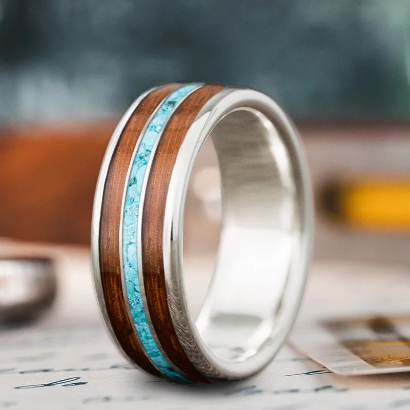 Linen cord rings-Custom Design - 3-Inlay Narrow Center Ring jTHHxViNgmodqG1zk5x0WhBW