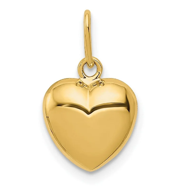 Thin silk necklaces-Curata 14k Yellow Gold 18" 10mm Polished Puffed Heart Pendant Necklace Necklace