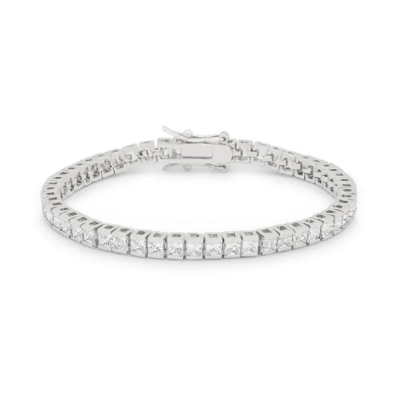 Tiered chain bangles-Princess Cubic Zirconia Tennis Bracelet Dazzling Cz Women's Bracelet - 7 Inch