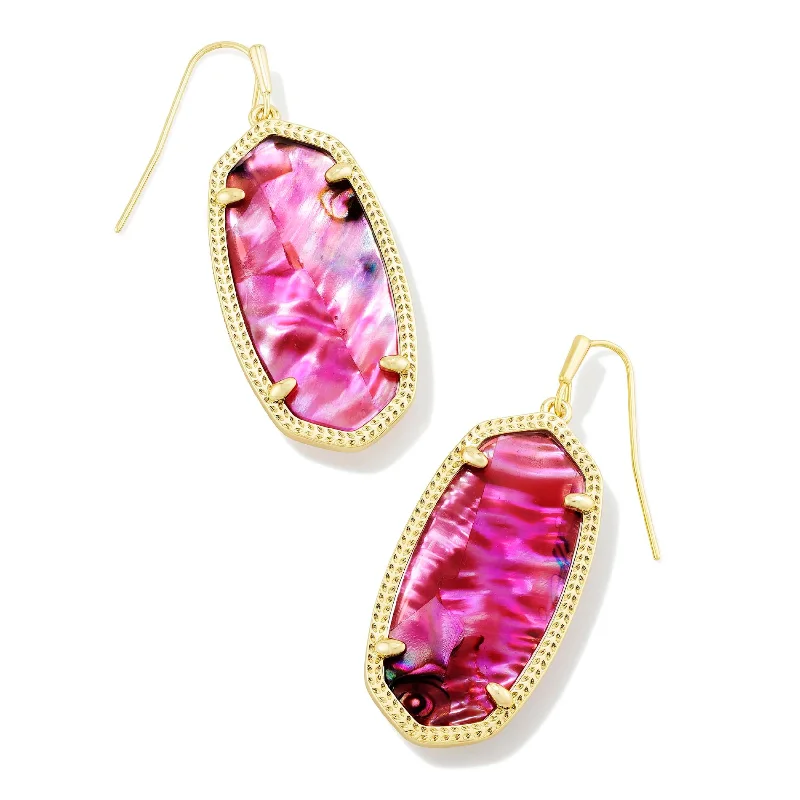 Cedar wood earrings-Kendra Scott | Elle Gold Drop Earrings in Light Burgundy Illusion