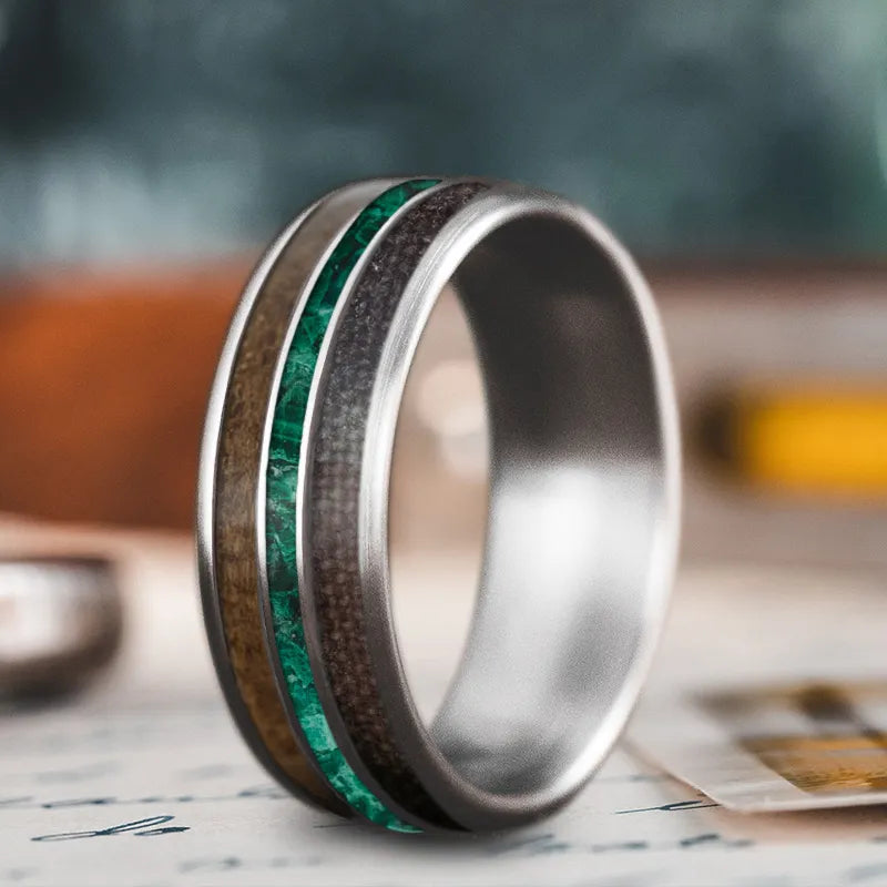 Cedar grain rings-Custom Design - 3-Inlay Narrow Center Ring rdOkh9HJa5HfGLwiZITb4faS