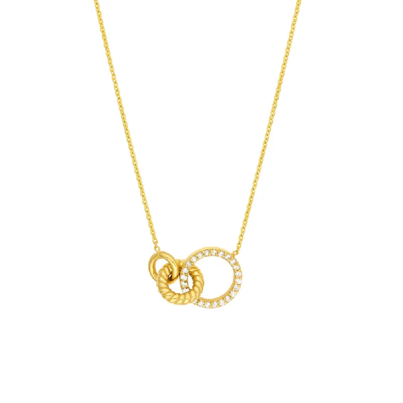 Heavy collar necklaces-14k Gold Linked Circle Ring Necklace with Diamonds