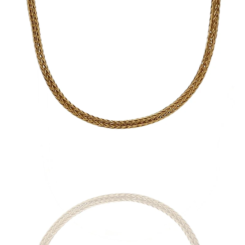 Coiled cord necklaces-Estate 18k Yellow Gold Rounded Wheat Chain Necklace