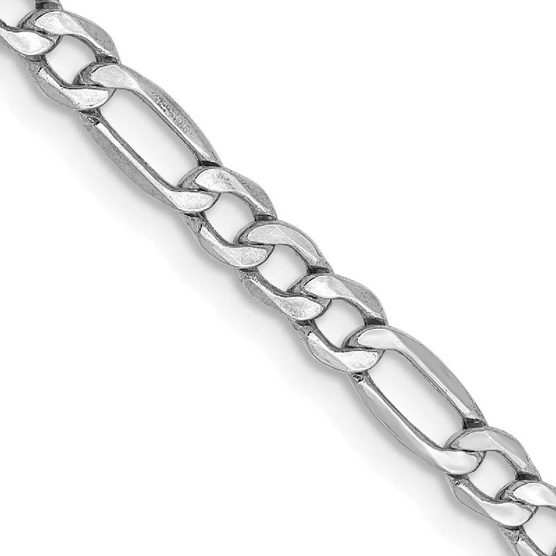 Woven cord bangles-Curata 14k White Gold 3.5mm Semi-solid Figaro Chain Bracelet - 8 Inch