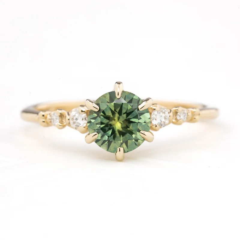 Multi-stone engagement rings-Estel Fleur Six Prongs Ring 1.10ct Parti Green Yellow Montana Sapphire, 14k Yellow Gold (One of a kind)