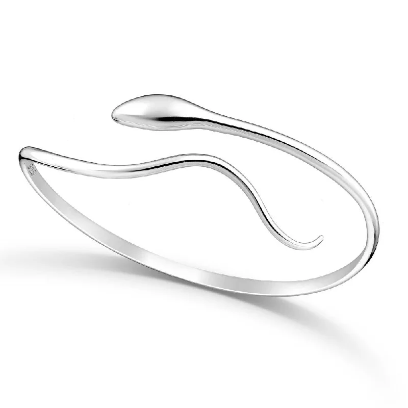 Lustrous silver bangles-Sterling Silver Snake Cuff Bracelet