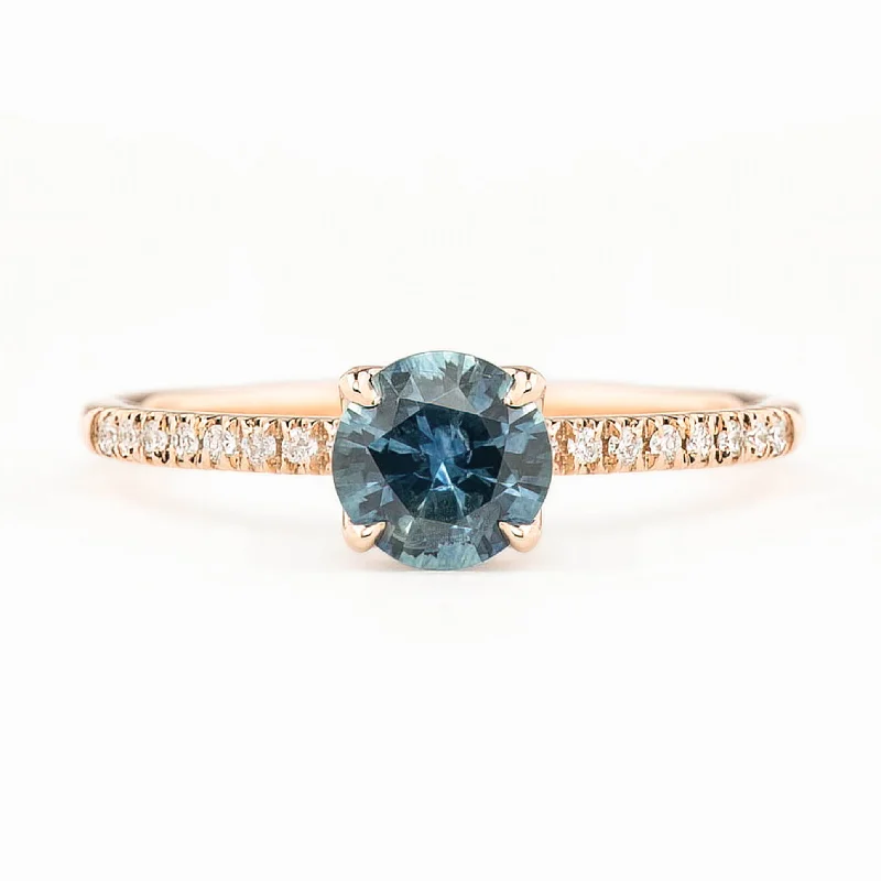 Secure clasp engagement rings-Maria Ring 0.88ct Blue Montana Sapphire, 14K Rose Gold (One of a kind)