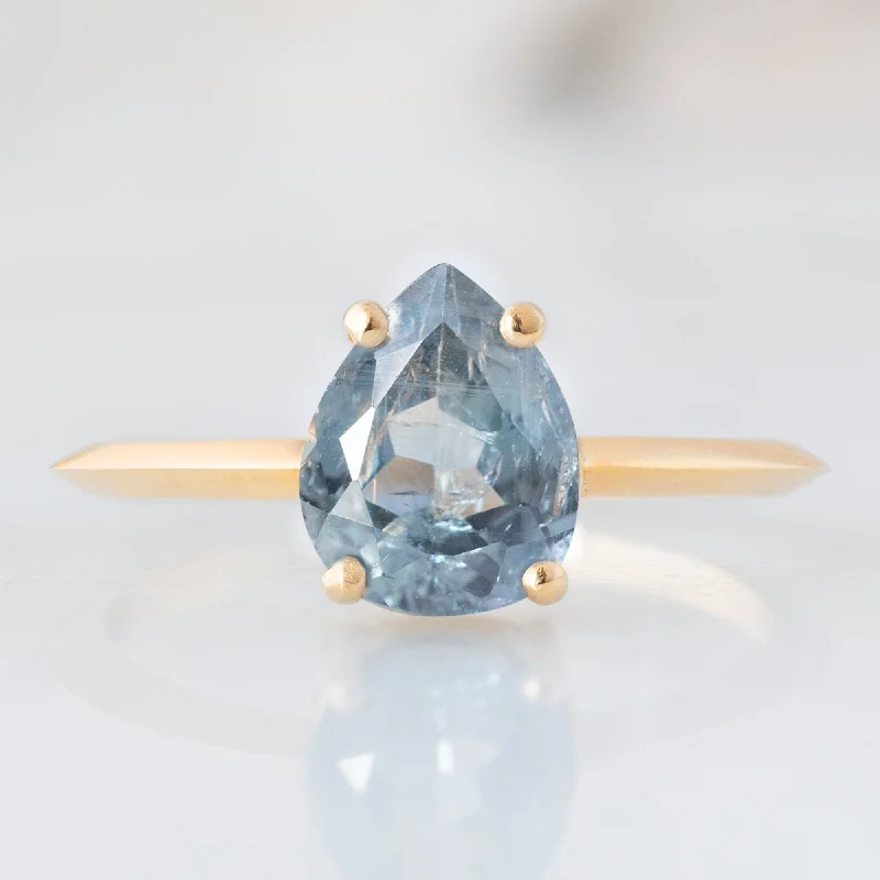 Vintage filigree engagement rings-The Bryn Ring | 1.42ct Pear Cut Blue Sapphire in 14K Yellow Gold