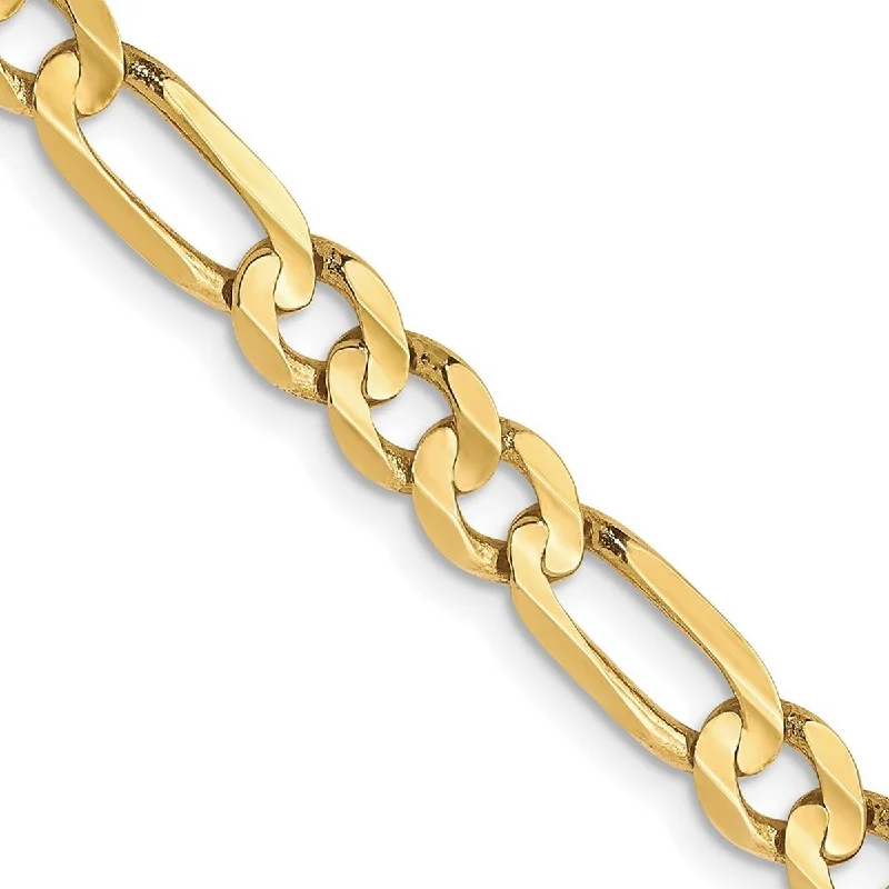 Victorian style bangles-Curata 10k Yellow Gold Solid Polished Lobster Claw Closure 4.5mm Light Figaro Chain Bracelet