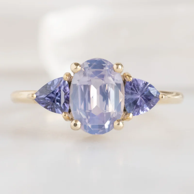 Topaz gem engagement rings-The Watercolor Jade Ring | 1.81ct Oval Lavender Sapphire in 14K Yellow Gold