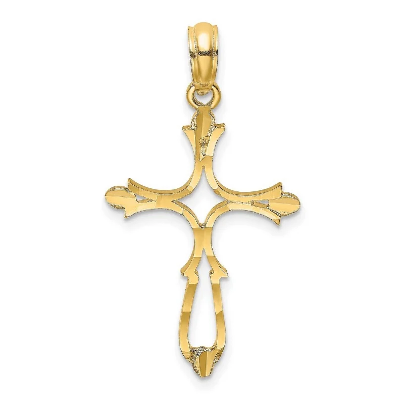 Thick link necklaces-Curata 14k Yellow Gold Religious Cut-out Polished Cross Necklace 18mm x 24.6mm