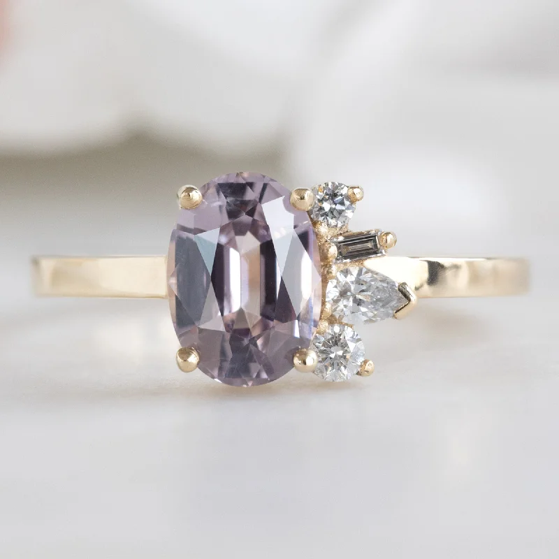 Sculptural engagement rings-The Cluster Ring | 1.12ct Oval Spinel in 14K Yellow Gold