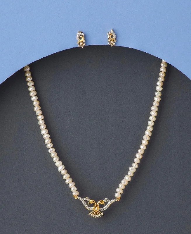 Cultured pearl necklaces-Peacock Real Pearl Necklace Set