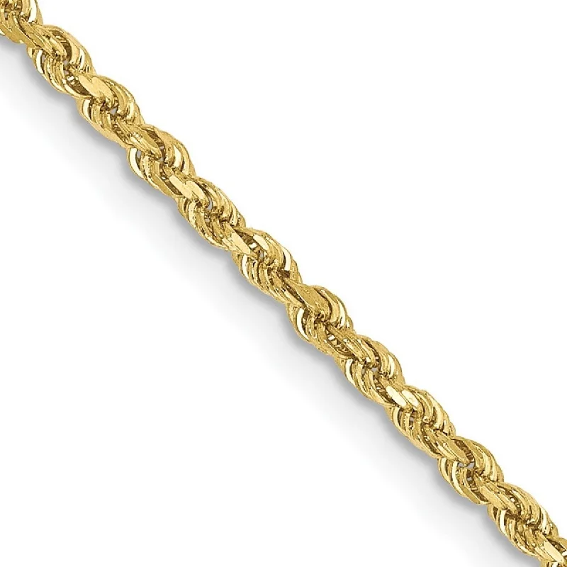 Night gothic bangles-Curata 10k Yellow Gold 7" Solid 2mm Sparkle Cut Rope Chain Bracelet