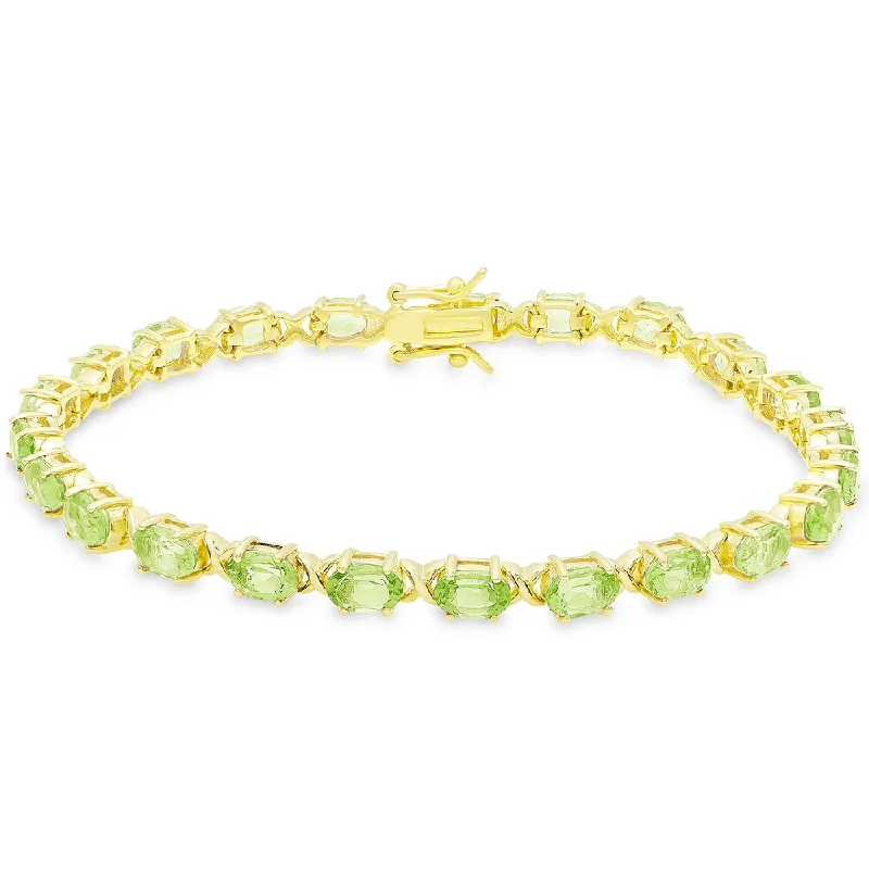 Topaz gem bangles-Dolce Giavonna Gold Over Sterling Silver Oval Cut Peridot XO Link Bracelet