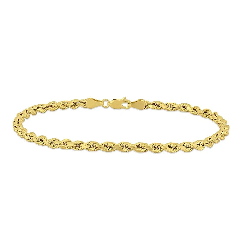 Textured letter bangles-Miadora 10k Yellow Gold Men's 9 Inch Rope Chain Bracelet (4 mm)