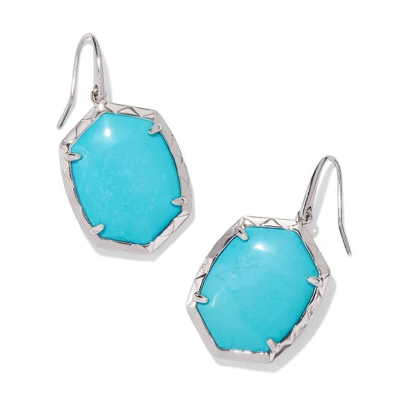 Bamboo style earrings-Kendra Scott | Daphne Silver Drop Earrings in Variegated Turquoise Magnesite