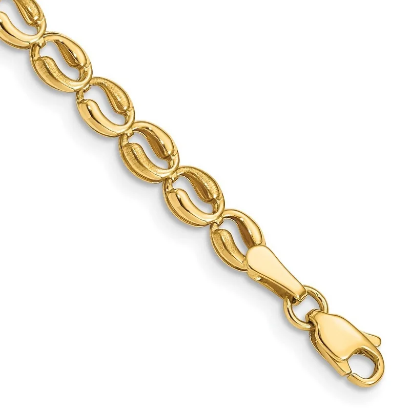 Glossy link bangles-Curata 14k Yellow Gold Polished Link Bracelet 7.25 Inch