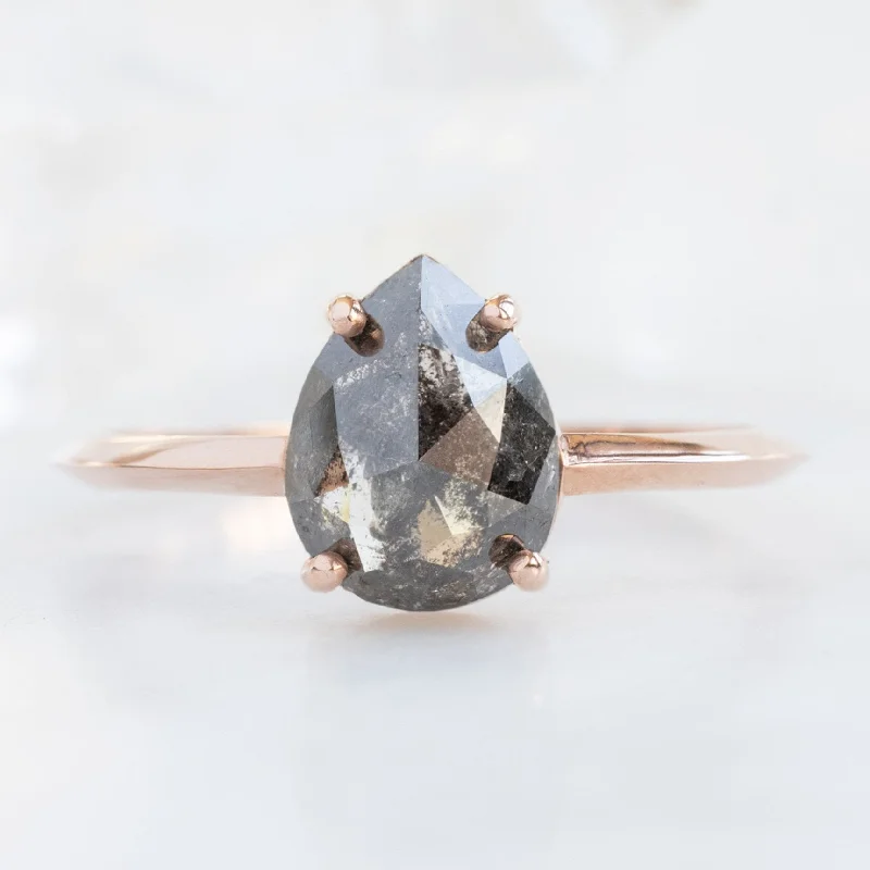 Woven cord engagement rings-The Bryn Ring | 1.38ct Pear Black Diamond in 14K Rose Gold