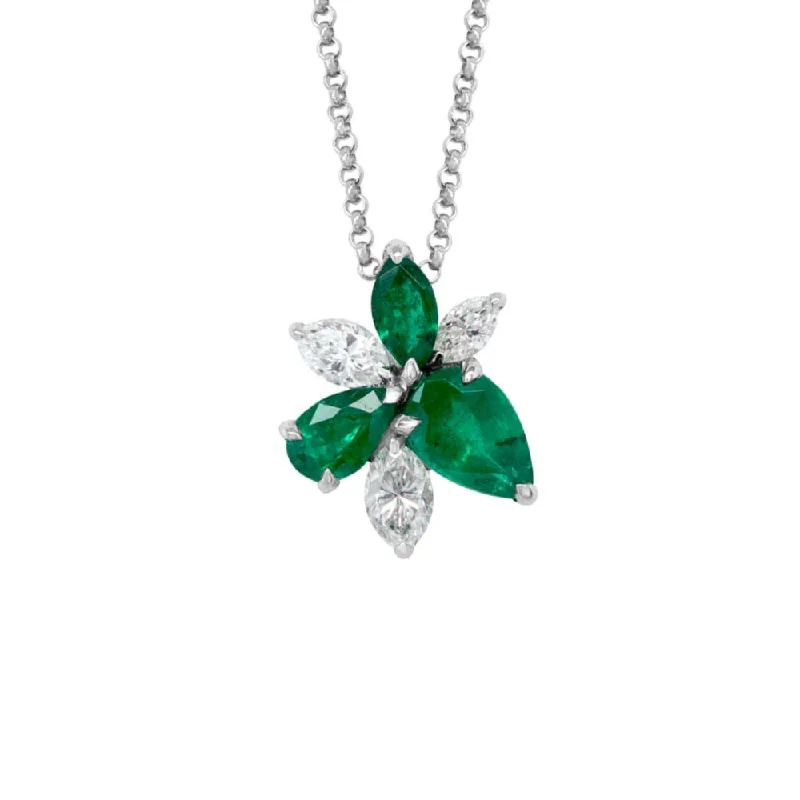 Fine beaded necklaces-14k Emerald and Diamond Pendant Necklace