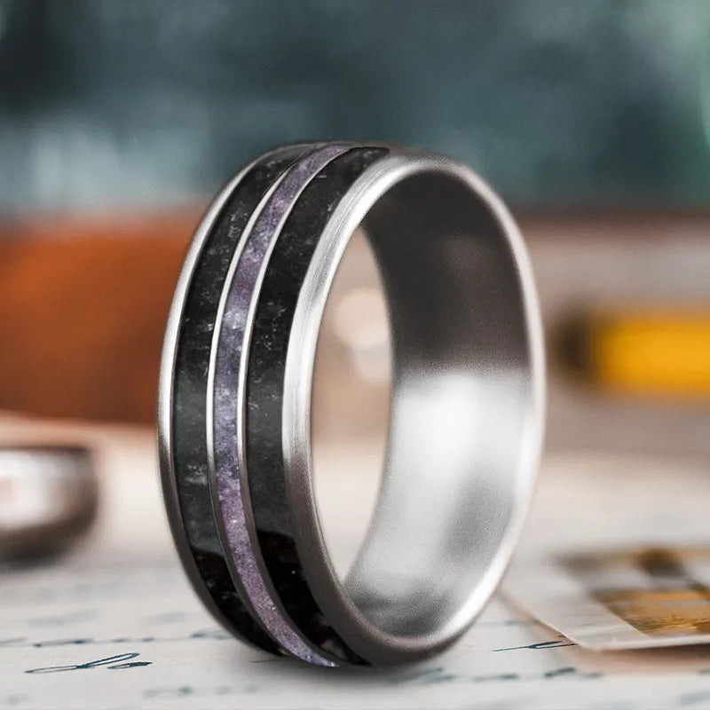 Light clay rings-Custom Design - 3-Inlay Narrow Center Ring DRnTeYAKtuPWtZM7cC3iqMtk