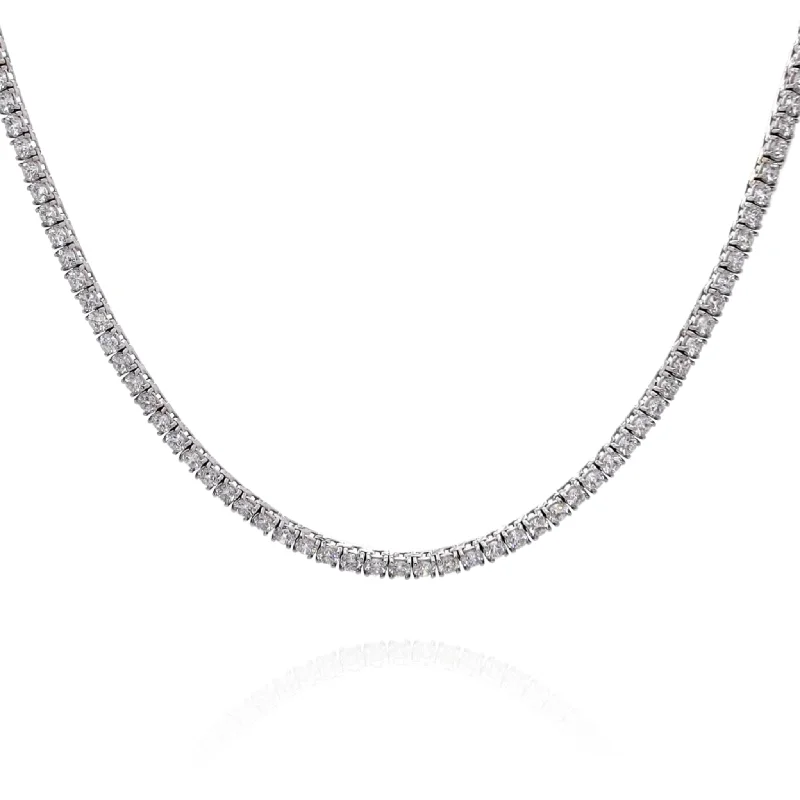 Sapphire stone necklaces-14k White Gold 18" Diamond Tennis Necklace