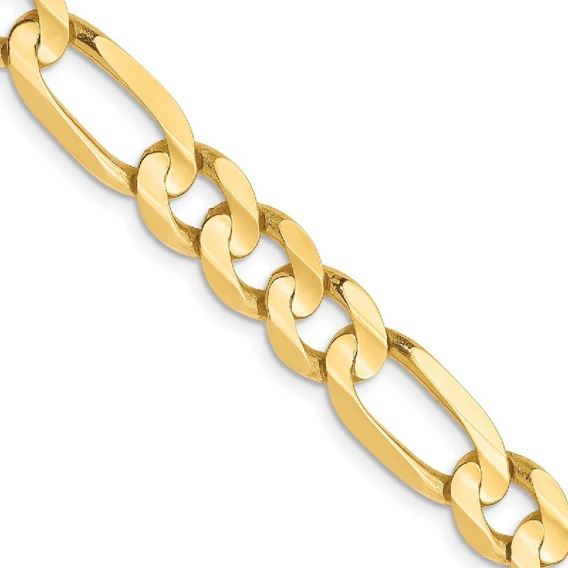 Light wood bangles-Curata 10k Gold 6.75mm Concave Figaro Chain Bracelet