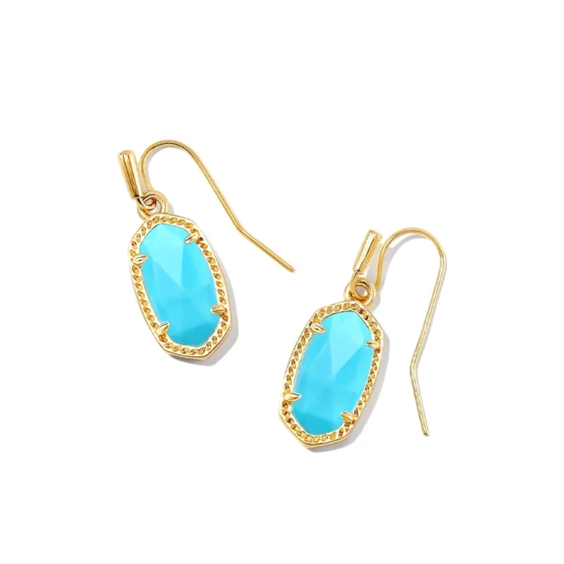 Textured disc earrings-Kendra Scott | Lee Gold Earrings in Variegated Turquoise Magnesite