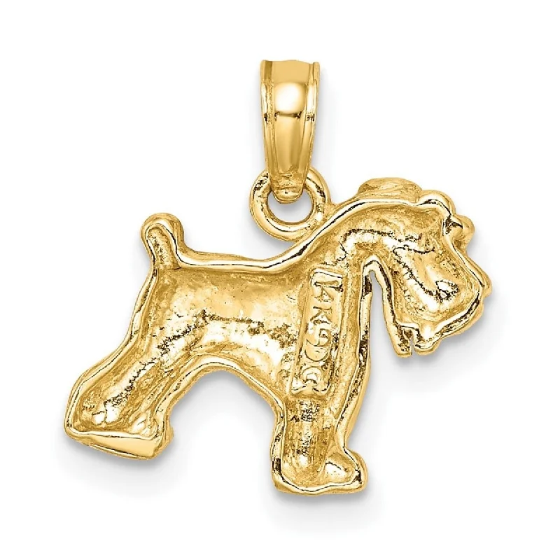 Flow shape necklaces-Curata 14k Yellow Gold 18" 16x15mm Textured Polished Schnauzer Dog Necklace