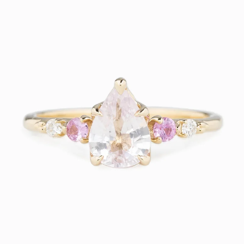 Lace detail engagement rings-Estel Fleur Ring 1.18ct Light Pink Madagascar Sapphire, 14K Yellow Gold (One of a kind)