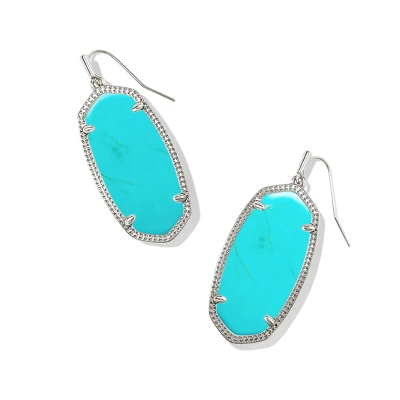 Aged brass earrings-Kendra Scott | Elle Silver Drop Earrings in Variegated Turquoise Magnesite