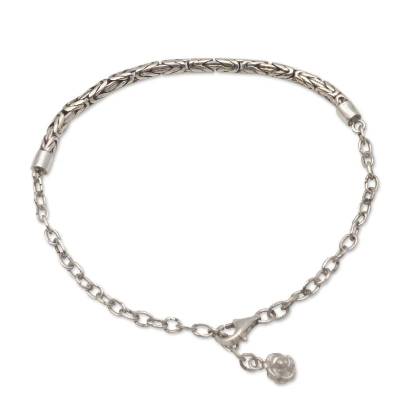 Slim pearl bangles-NOVICA Modest Flower, Sterling silver chain bracelet