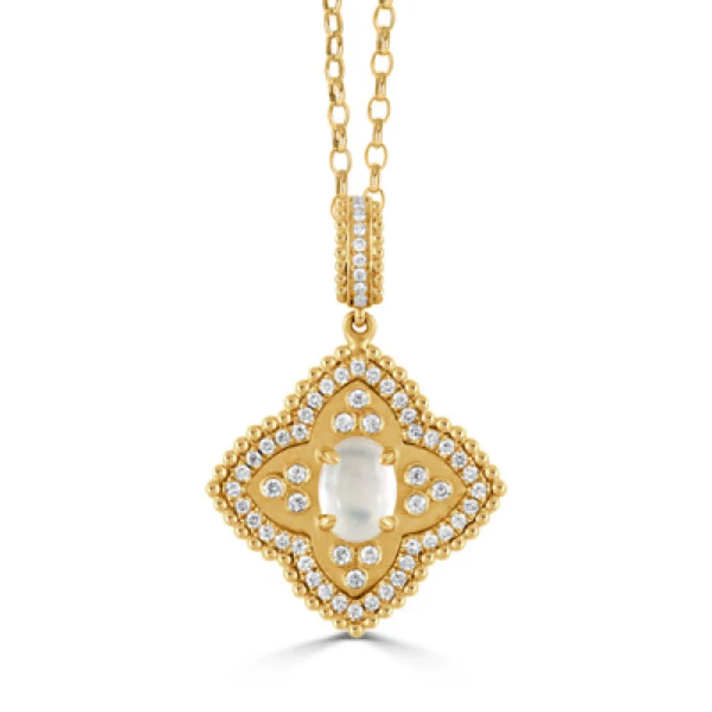 Rose flower necklaces-18k Diamond Byzantine Pendant Necklace