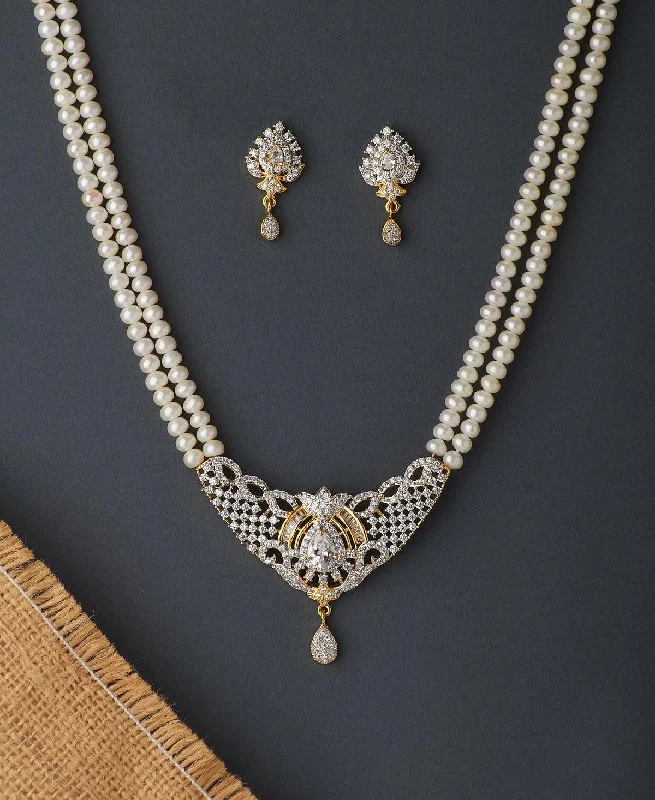 Tiered link necklaces-Gorgeous and Trendy Real Pearl Necklace Set