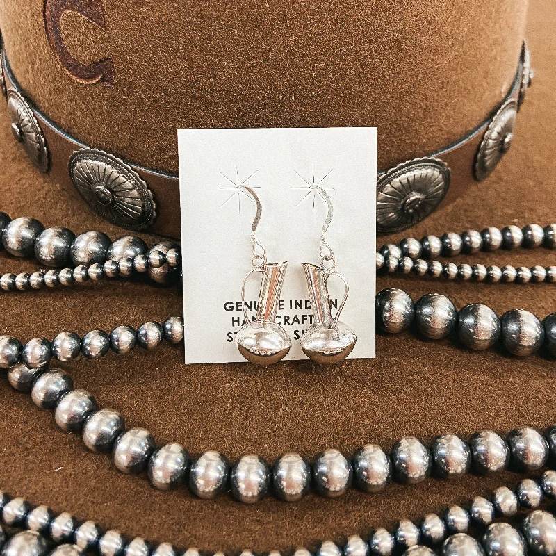 Smooth drop earrings-Elizabeth Whitman | Navajo Handmade Sterling Silver Pitcher Earrings