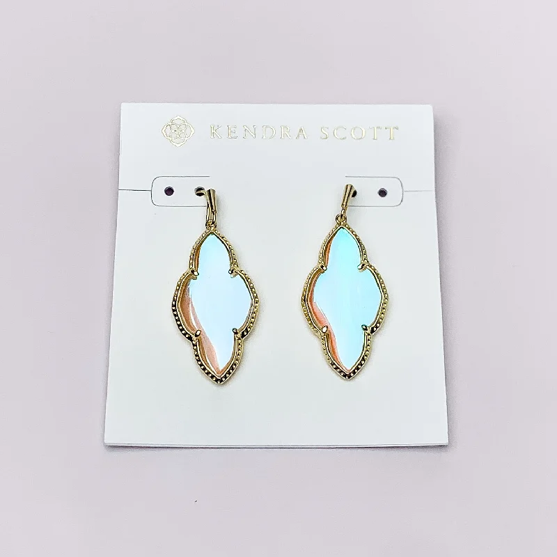 Playful pair earrings-Kendra Scott | Abbie Gold Drop Earrings in Dichroic Glass