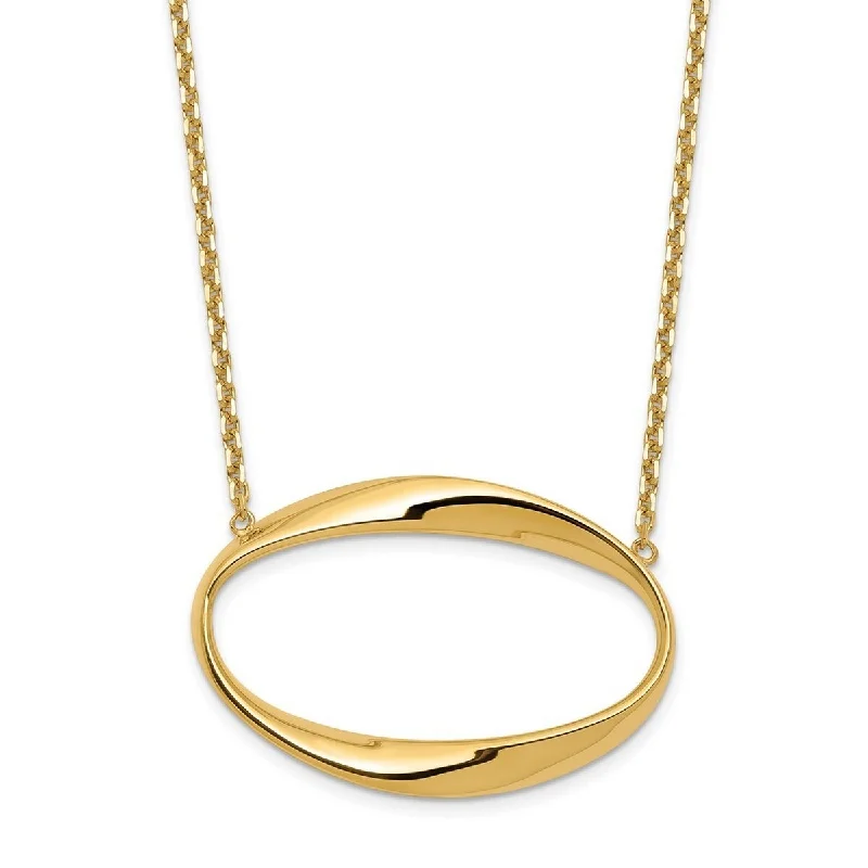 Sleek design necklaces-Curata 14k Yellow Gold Polished Open Horizontal Oval Necklace, 18+1"