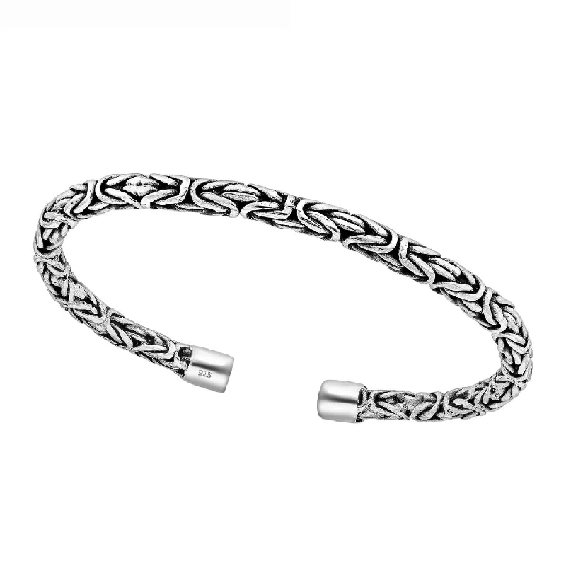 Gem pile bangles-Sterling Silver Braided Cuff Bracelet