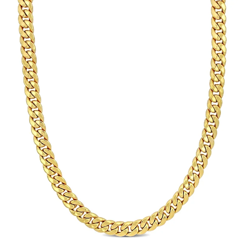 Clear crystal necklaces-Miadora 6.6mm Curb Chain Necklace in 10k Yellow Gold-24 in