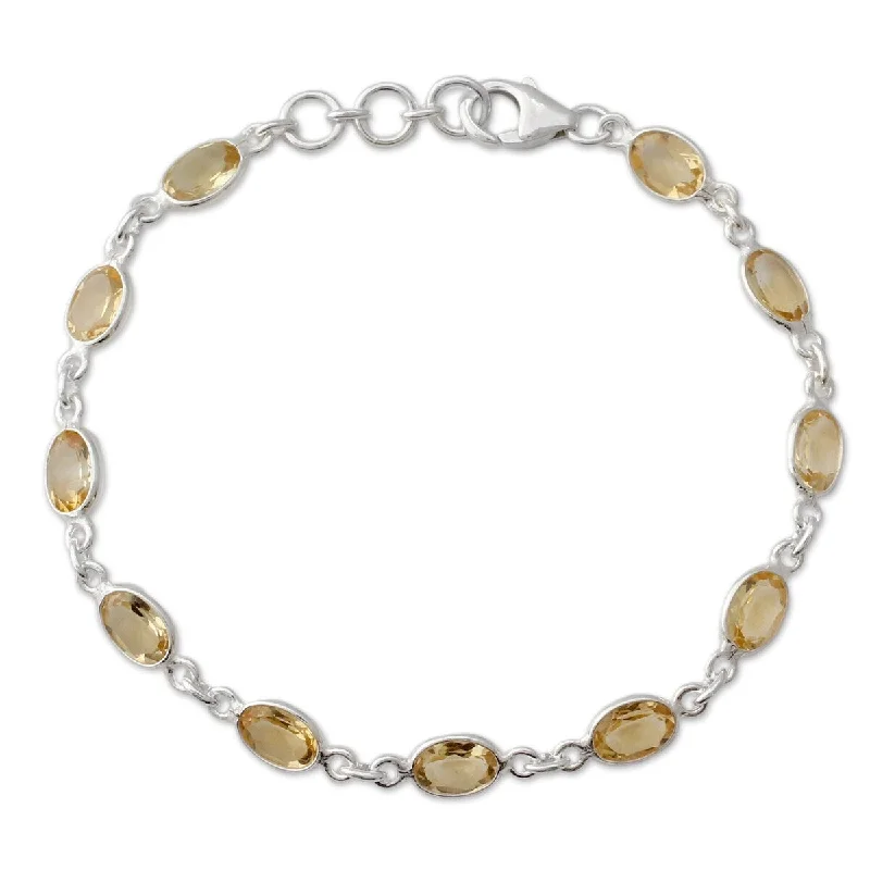 Fine bead bangles-NOVICA Handcrafted Sterling Silver 'Romantic Yellow' Citrine Bracelet (India)