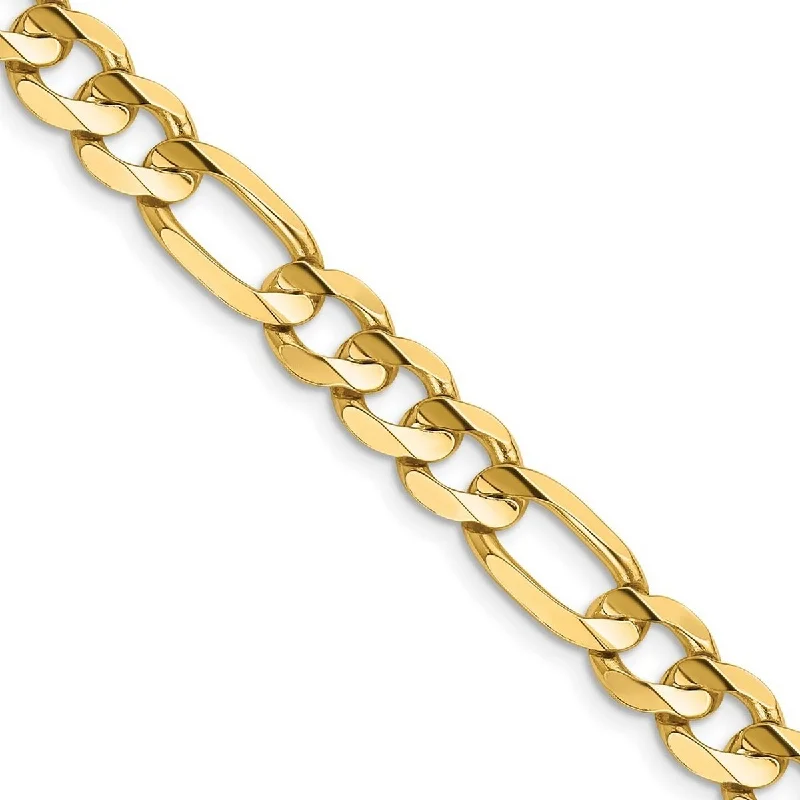 Coiled cord bangles-Curata 14k Yellow Gold Solid Polished 7.5mm Concave Open Figaro Chain Bracelet 8 Inch Lobster Claw