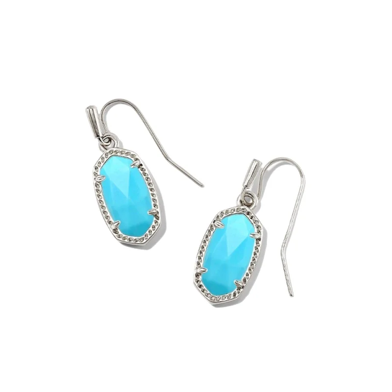 Rough texture earrings-Kendra Scott | Lee Silver Earrings in Variegated Turquoise Magnesite