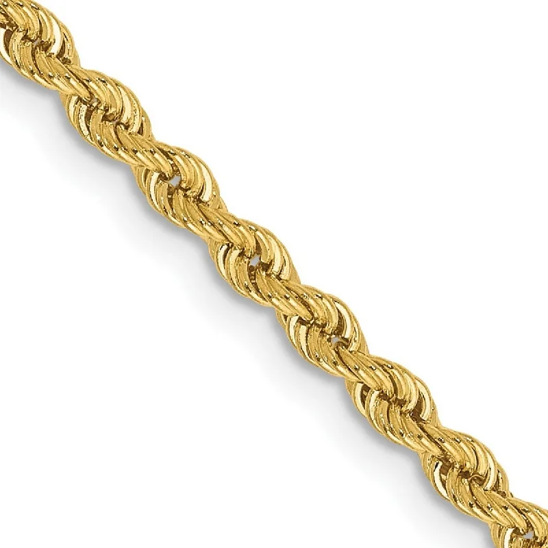 Coiled cord bangles-Curata 14k Yellow Gold 2.5mm Handmade Regular Rope Chain Anklet Bracelet - 10 Inch