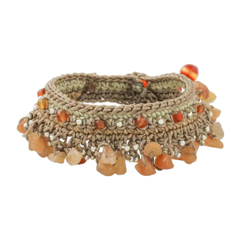 Faith charm bangles-Handmade Sterling Silver Overlay 'Cozy Bohemian' Carnelian Bracelet (Thailand)