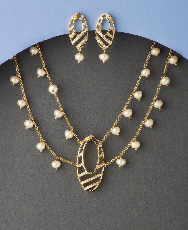 Vivid stone necklaces-Fasionable Real Pearl Necklace Set