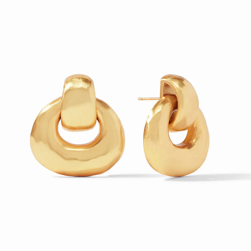 Thin hoop earrings-Julie Vos | Avalon Doorknocker Earrings in Gold